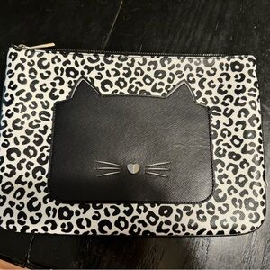 Kate Spade cat detail and leopard print large zipper wallet/carry all!